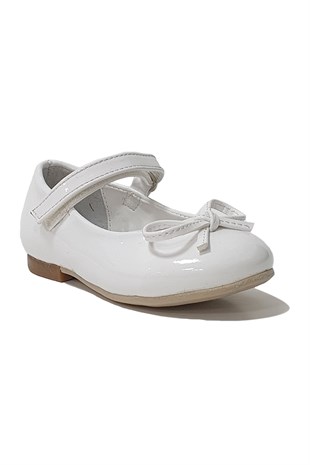 Bıyık Fiyonk Bebek Deri Ayakkabı Beyaz