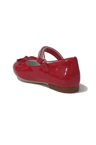 Bıyık Fiyonk Bebek Deri Ayakkabı Kırmızı