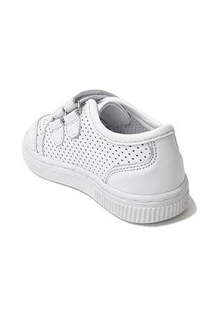 Delikli Deri Bebek Spor Ayakkabı Beyaz