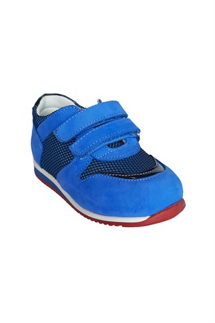 İçi Dışı Deri Ortopedik Spor Bebe Ayakkabı Mavi