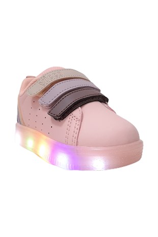Işıklı Bebek Spor Ayakkabısı Pudra