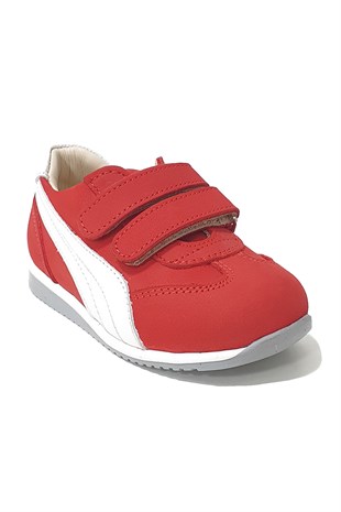 Ortopedik Deri Spor Bebek Ayakkabı Kırmızı