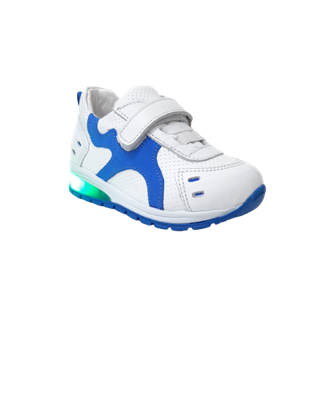 Tek Cırtlı Işıklı Bebek Spor Ayakkabı Beyaz-Lacivert