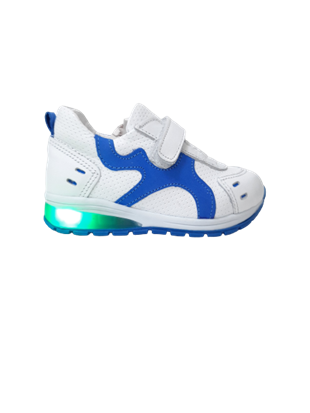 Tek Cırtlı Işıklı Çocuk Spor Ayakkabı Beyaz-Mavi
