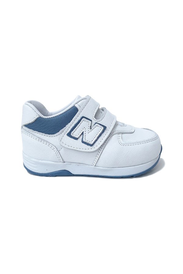 Yan Şeritli Bebek Spor Deri Ayakkabı Beyaz